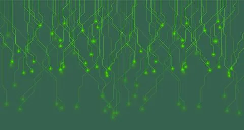 Green tech connection circuit board lines abstract futuristic background Stock Illustration