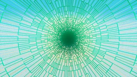 Green Tech Digital Grid Tunnel Circuit Board Line Abstract Background Illustrazione stock