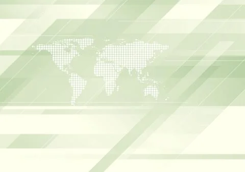 Green tech geometric background with world map Stock Illustration