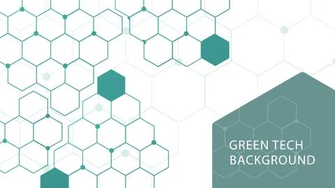 Green Tech hexagon shape on white color background, vector illustration Stock Illustration