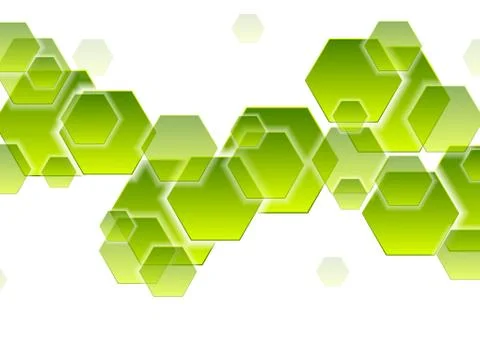 Green tech hexagons abstract geometric background Stock Illustration