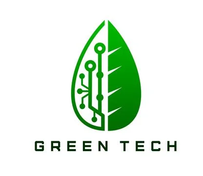 Green tech icon leaf combined with circuit lines Illustrazione stock