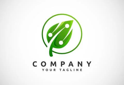 Green tech logo designs template, Creative nature technology concept logo s.. 스톡 일러스트