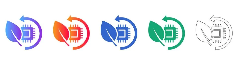 Green Technology and Hardware Recycle Icons Illustration