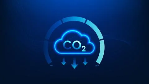 Green technology cloud with CO2 indicators and measurement levels, represen.. 스톡 일러스트