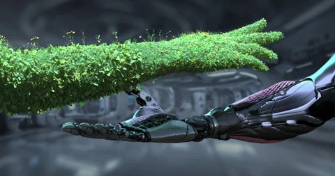 Green technology concept, AI integrated with the Nature. Robots Video stock 252247259