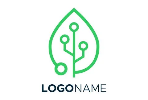 Green Technology Dot Technology Leaf Nature Logo Design Concept	 Stock Illustration