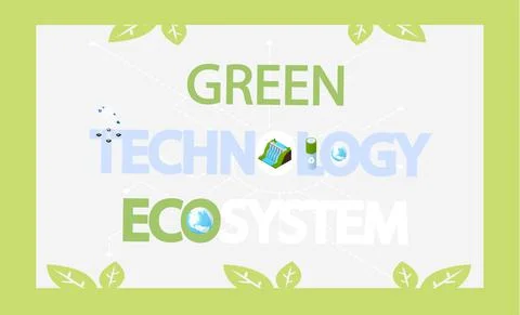 Green technology ecosystem vector banner. Eco friendly production and processing Stock Illustration