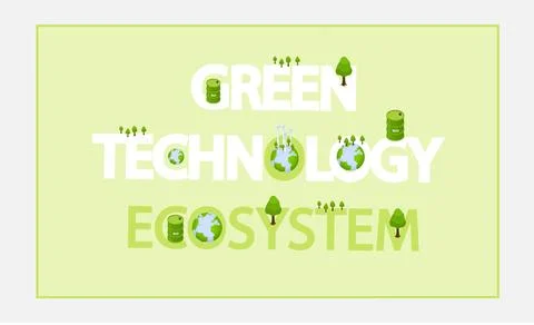 Green technology ecosystem vector banner. Eco friendly production and processing Stockillustratie