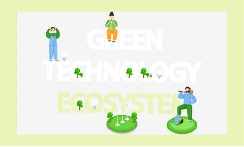 Green technology ecosystem vector banner. Eco friendly production and processing Stock Illustration