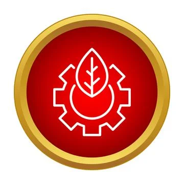 Green technology gear and leaf icon symbolizing sustainability Stock Illustration