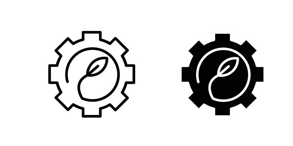 Green technology icon bundle for website design projects Stock Illustration