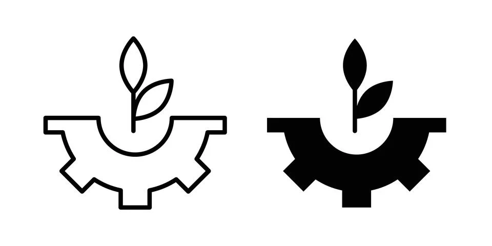 Green technology icon solid, line, and editable vector set. イラスト素材