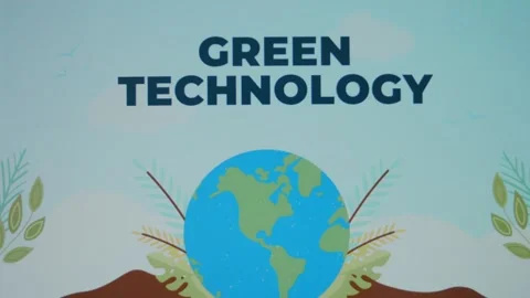 Green Technology inscription with waves effect. Graphic presentation of rotating Stock Footage 270551837