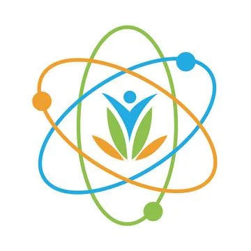 Green technology logo design with new human circle logo. Illustrazione stock