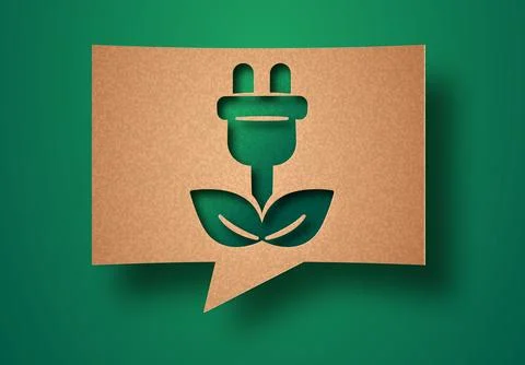 Green technology papercut chat bubble concept Stock Illustration