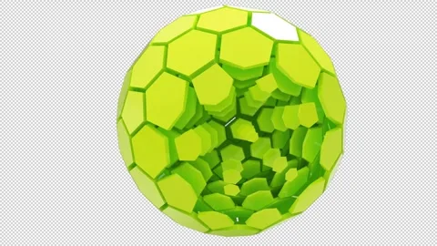 Green Technology Sphere Unfolding On Transparent background Stock Footage 244518754