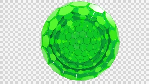 Green Technology Sphere Unfolding On Transparent background Stock Footage 244640573