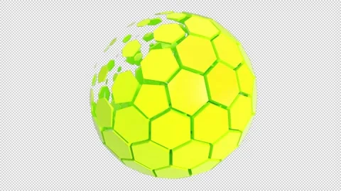Green Technology Sphere Unfolding On Transparent background Stock Footage 244640937