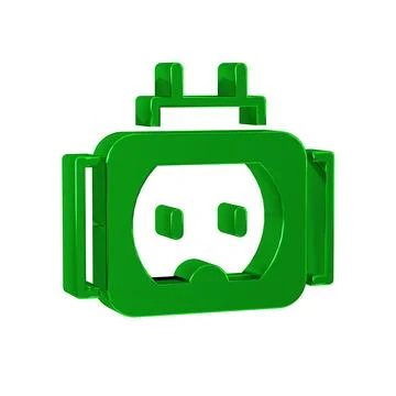 Green Tee plug electric with clipping path icon isolated on transparent backg Stock Illustration