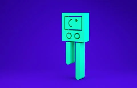 Green Temperature and humidity sensor icon isolated on blue background. Minim Stock Illustration
