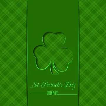 Green template, background. Patricks Day design concept with clover trefoil Stock Illustration