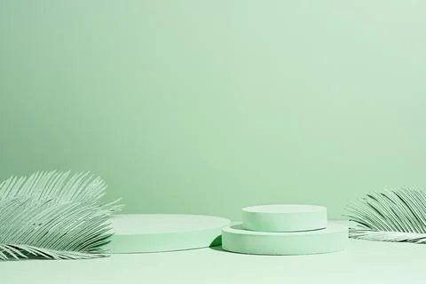 Green template with circle stands Stock Photos