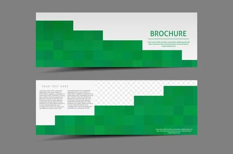 Green template vector flyer mosaic abstract. Rectangular printable flyer. Stock Illustration