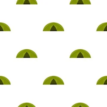 Green tent for camping pattern flat Stock Illustration
