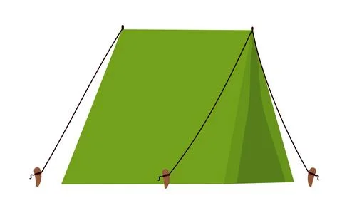 Green tent for camping. Vector flat illustration. Stock Illustration