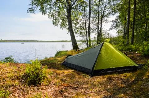 A green tent. Stock Photos