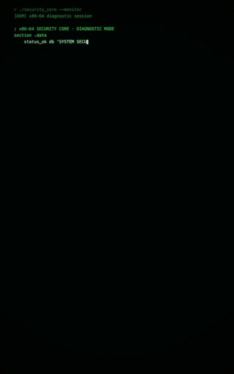 Green terminal assembler code animation on black screen Stock Footage 343802253