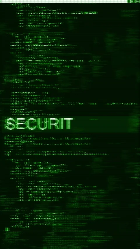 Green terminal code glitch background with scrolling text blocks, distorted scan Stock Footage 340552184