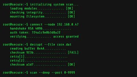 Green Terminal Hacking Command Line Screen Illustration Illustrazione stock