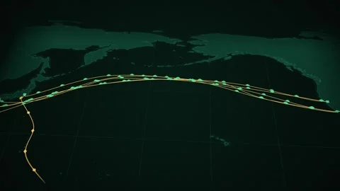 Green Terminal Perspective Map With Pulsing Lanes Tracing The Containers Route 스톡 동영상 343730729