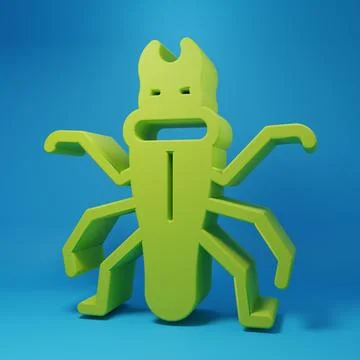 Green Termite icon isolated on blue background. Minimalism concept. 3D rend.. Stock Illustration