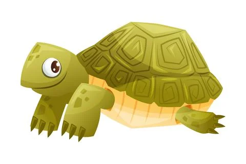 Green Terrestrial Turtle with Shell as Home Pet Animal Vector Illustration 스톡 일러스트