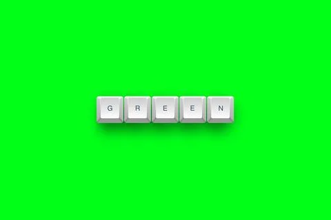 Green text on a 3d keyboard button with shadow concept series Ilustración de archivo