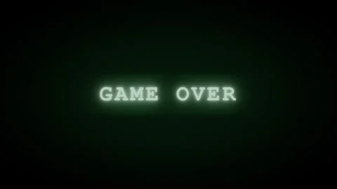 Green text GAME OVER on a dark screen with subtle scan lines 動画素材 335826753