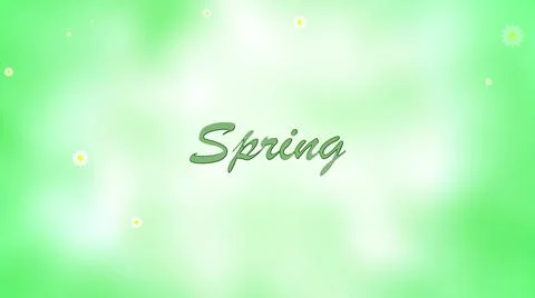 Green text spring on trendy green background with flowers Stock Illustration