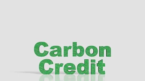 The Green text on white Background for Carbon Credit concept 3d Rendering. Stock Illustration