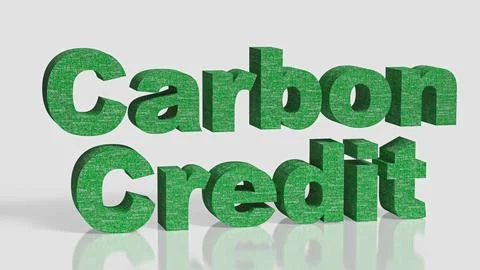 The Green text on white Background for Carbon Credit concept 3d Rendering. Stock Illustration