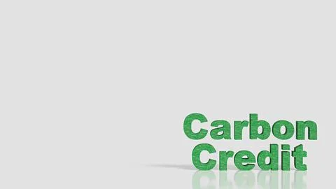 The Green text on white Background for Carbon Credit concept 3d Rendering. Stock Illustration