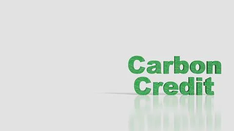 The Green text on white Background for Carbon Credit concept 3d Rendering. Stock Illustration