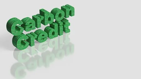 The Green text on white Background for Carbon Credit concept 3d Rendering. Stock Illustration