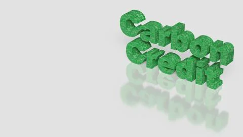 The Green text on white Background for Carbon Credit concept 3d Rendering. Stock Illustration