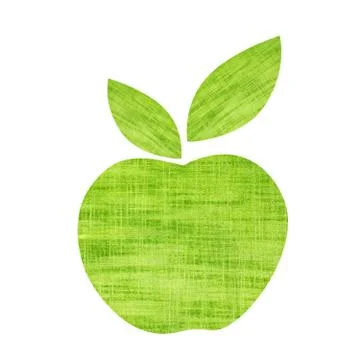 Green textile apple with leaf isolated on white background Photos
