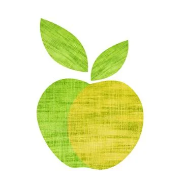 Green textile apple with leaf isolated on white background Stock Photos