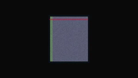 Green Textured Fabric Panel with Red Horizontal Line and Blue Border on ani.. Stock Footage 321453118