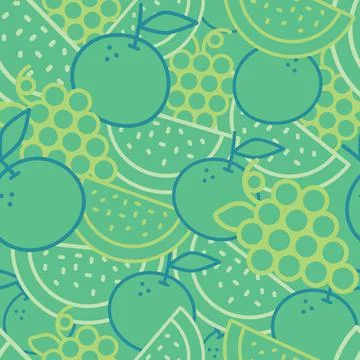 Green textured fruits vector repeat pattern background design Stock Illustration